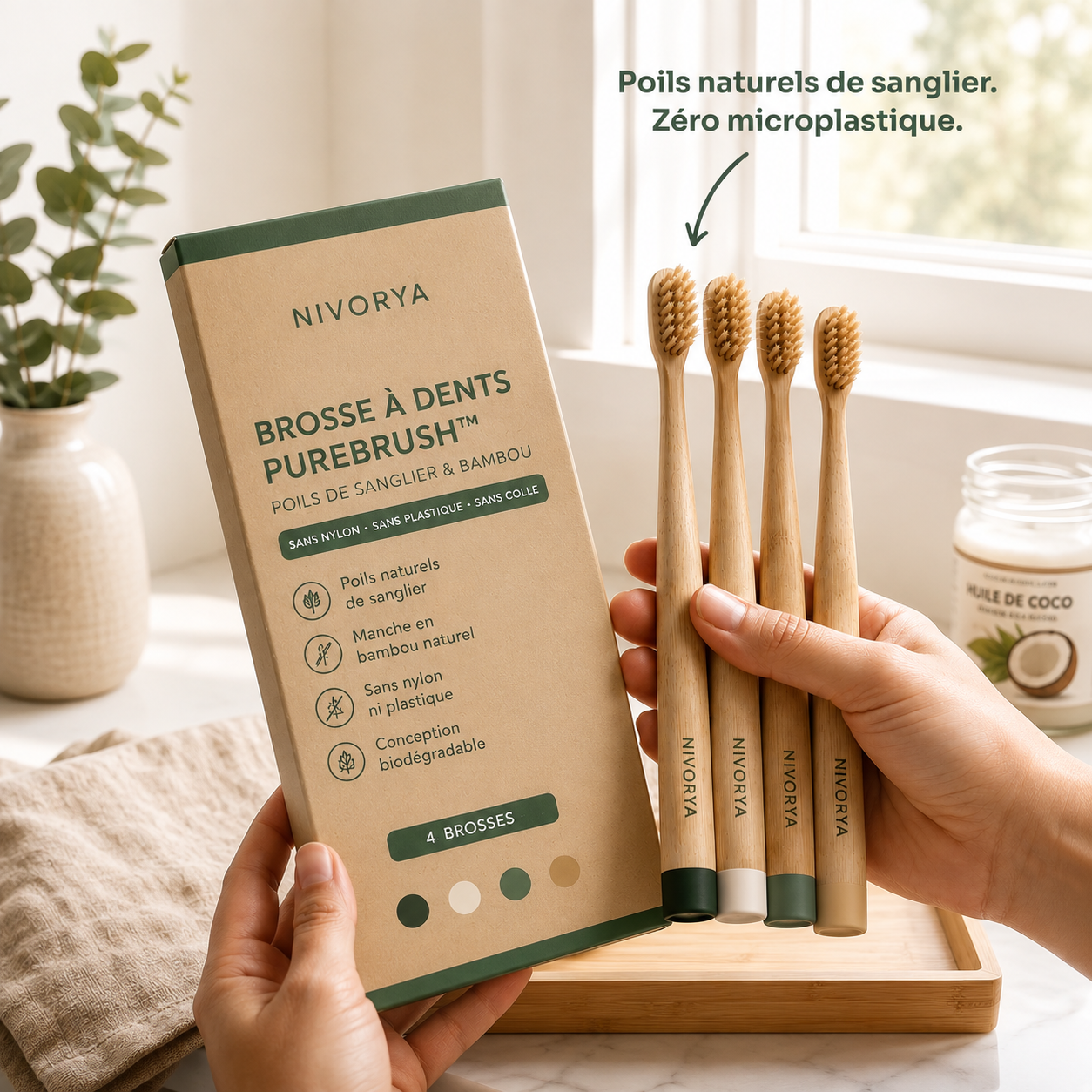 Nivorya PureBrush™ — Brosse à dents en poils de sanglier & bambou