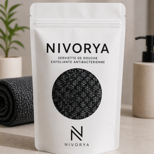 Nivorya — serviette de douche exfoliante anti-bactérienne