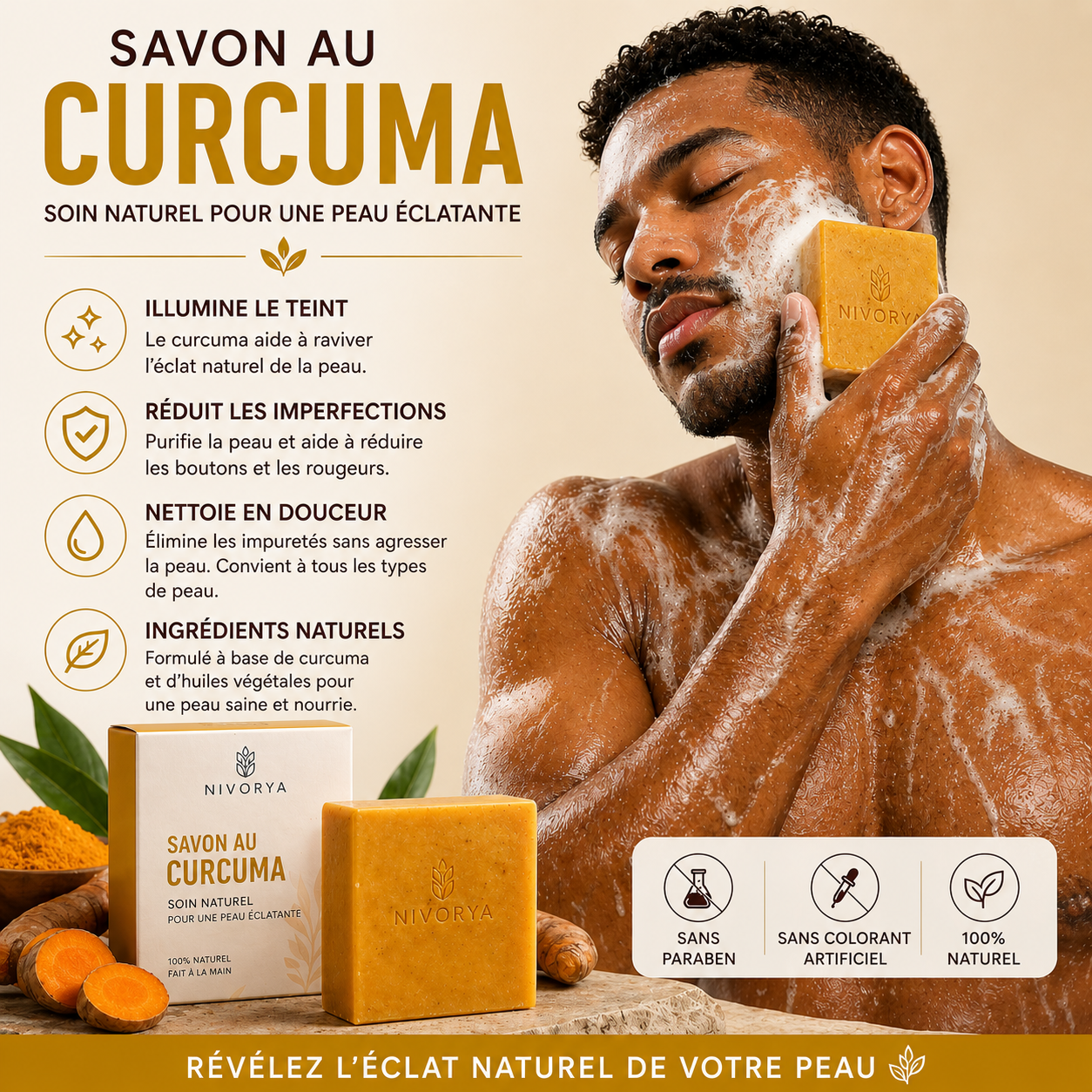 Savon de douche au curcuma Nivorya